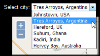 City selection dropdown list